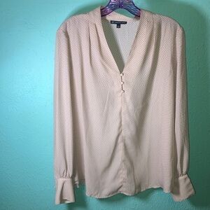 Adriana Papell pink polka dot blouse